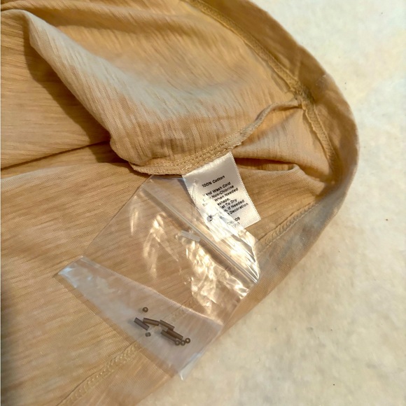 Talbots Top SZ xs T-shirt with Beaded and Ribbon Accent Cream/Tan Classic Tee - Picture 10 of 11